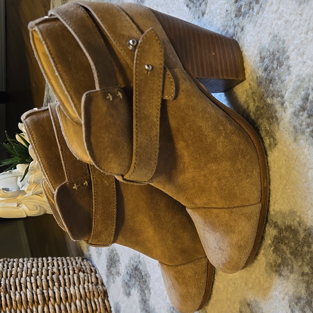 Rag & Bone Harrow Suede Ankle Bootie Camel Sz 6.5/36.5